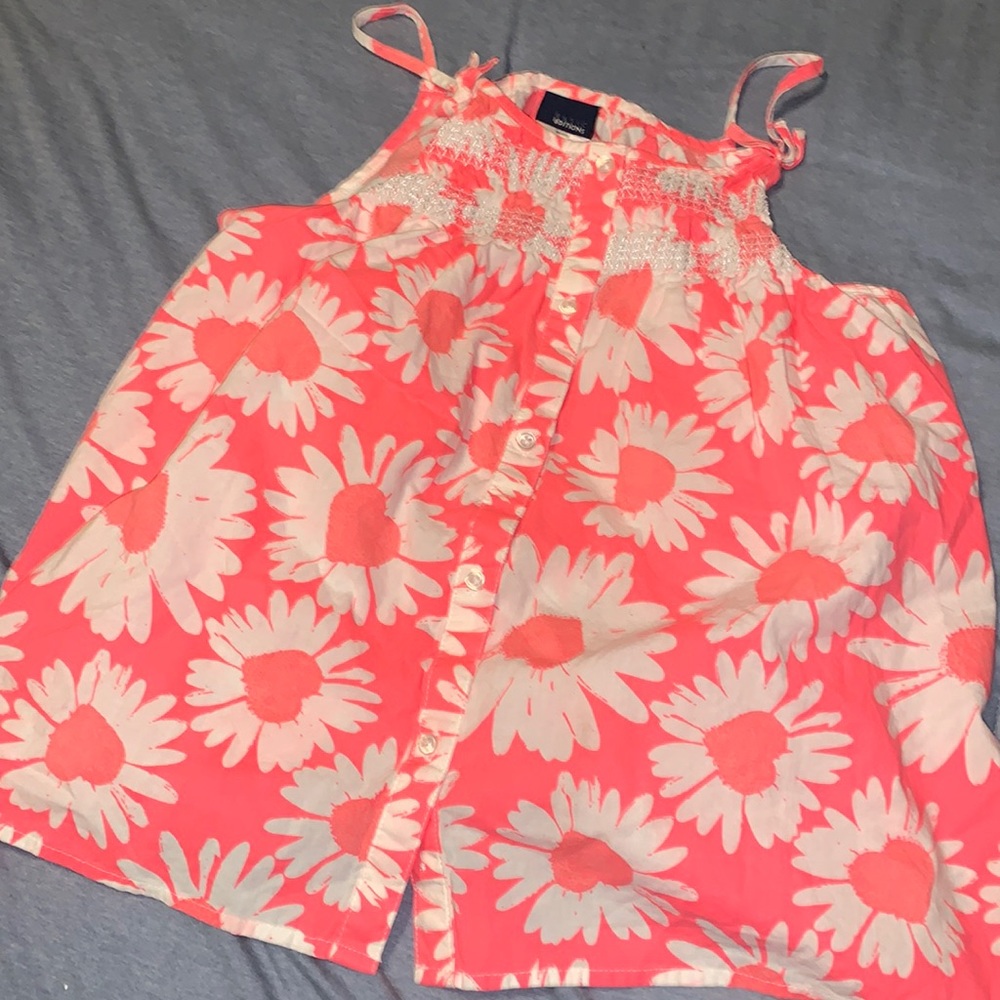 Girls heart daisy pink tank